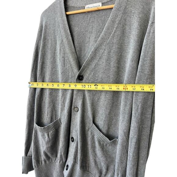 Officine Generale Sweater Men’s Grey Cardigan Italian Yarn Large - Picture 6 of 8